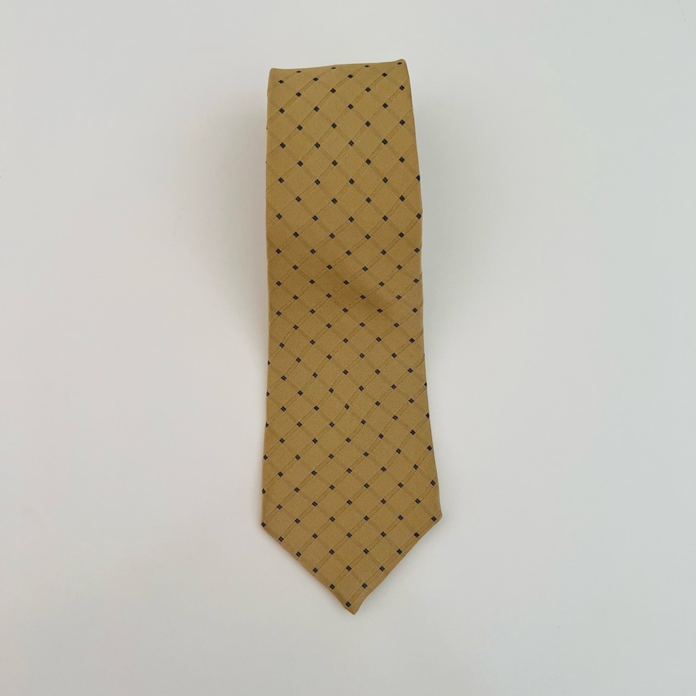 Armani Collezioni Gold and Black Silk Checkered Tie